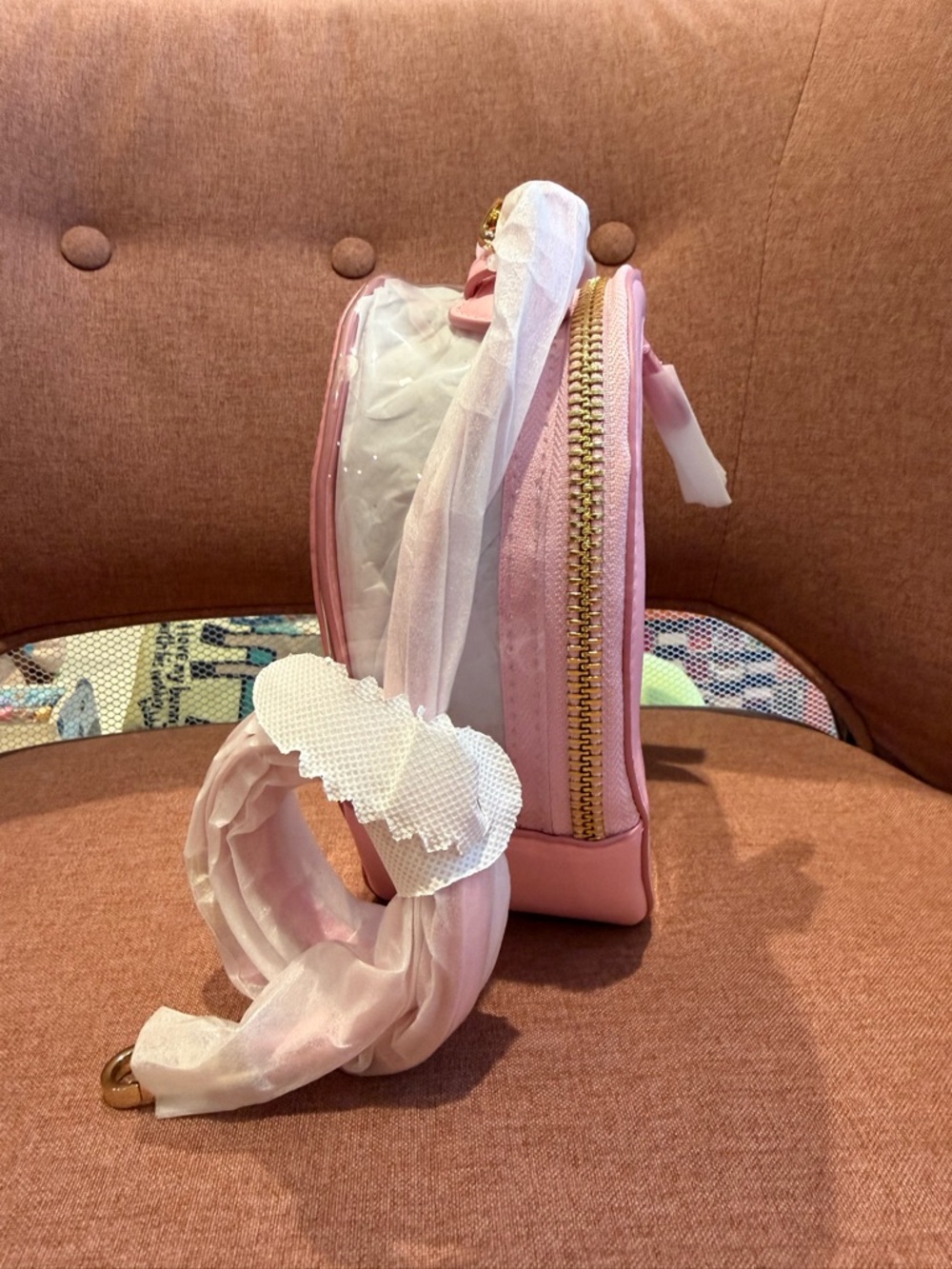 Stoney Clover Lane Pink Heart Clear Crossbody Bag - Picture 5 of 5